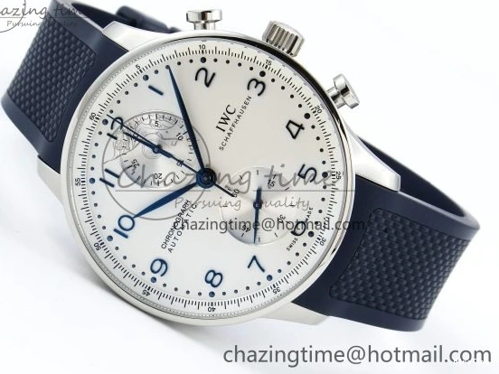 MIROTIME 0211 Casual Portuguese Chrono IW3716 Z+F 1:1 Best Edition White Dial on Blue Rubber Strap A 7016
